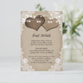 Rustieke Country Burlap Floral Lace Wedding Informatiekaartje (Staand voorkant)