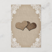 Rustieke Country Burlap Floral Lace Wedding Informatiekaartje (Achterkant)