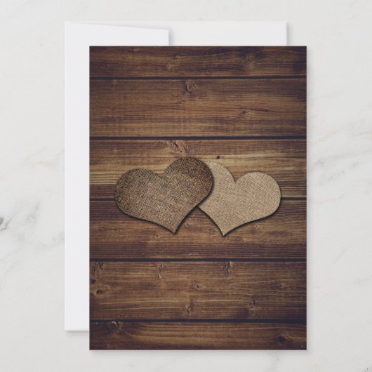 Rustieke Country Burlap Hearts Elegante kant bruil Save The Date (Achterkant)