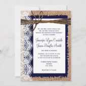 Rustieke Country Burlap Kant Twine bruiloft uitnod Kaart (Voorkant)