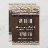 Rustieke Country Burlap & Lace Save The Date Kaart (Voorkant / Achterkant)