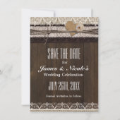 Rustieke Country Burlap & Lace Save The Date Kaart (Voorkant)