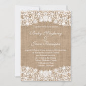 Rustieke Country Burlap Lace Wedding Invites Kaart (Voorkant)