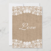 Rustieke Country Burlap Lace Wedding Invites Kaart (Achterkant)