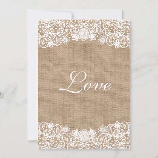 Rustieke Country Burlap Lace Wedding Invites Kaart (Achterkant)