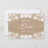 Rustieke Country Burlap Lace Wedding RSVP (Achterkant)