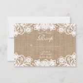 Rustieke Country Burlap Lace Wedding RSVP Kaartje (Voorkant)