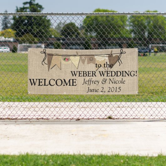Rustieke Country Burlap Trouwbanner Spandoek (Insitu)