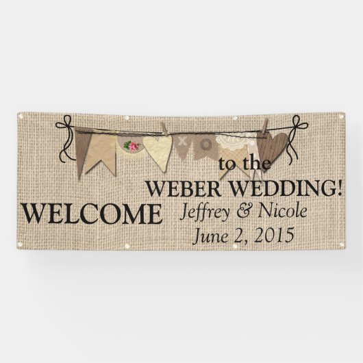 Rustieke Country Burlap Trouwbanner Spandoek (Horizontaal)