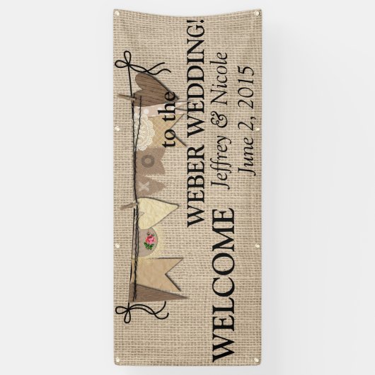 Rustieke Country Burlap Trouwbanner Spandoek (Verticaal)