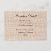 Rustieke Country Burlap Wedding Receptie Kaarten (Achterkant)