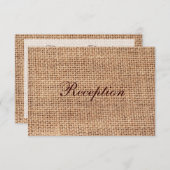 Rustieke Country Burlap Wedding Receptie Kaarten (Voorkant / Achterkant)