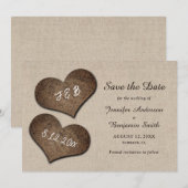 Rustieke Country Burlap Wedding Save the Date Kaar (Voorkant / Achterkant)