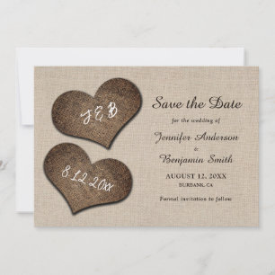 Rustieke Country Burlap Wedding Save the Date Kaar