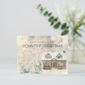 Rustieke Country Cabin Kerstnaam Briefkaart (Staand voorkant)