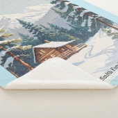 Rustieke Country Cabin Sneeuwscène Bergen Blauw Sherpa Deken (3/4)