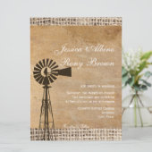 Rustieke Country Canvas Burlap Windmill Kaart (Staand voorkant)