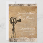 Rustieke Country Canvas Burlap Windmill Kaart (Voorkant)