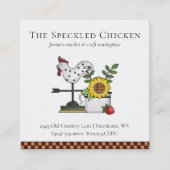 Rustieke Country Chicken Rooster QR-code Vierkante Visitekaartje (Voorkant)