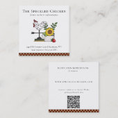 Rustieke Country Chicken Rooster QR-code Vierkante Visitekaartje (Voorkant / Achterkant)