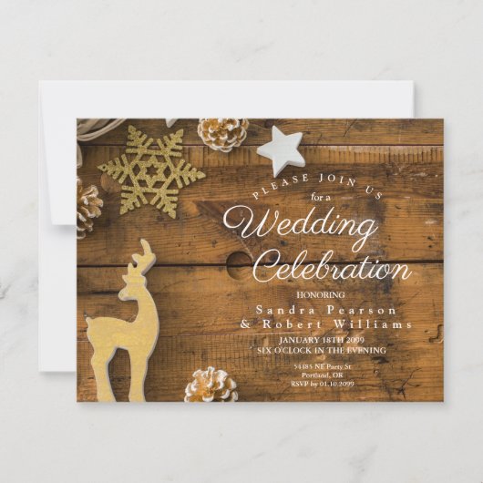 Rustieke Country Christmas Deer Star Wedding Kaart (Voorkant)