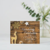 Rustieke Country Christmas Deer Star Wedding Kaart (Staand voorkant)
