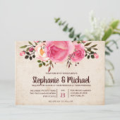 Rustieke Country Classy Floral Huwelijksuitnodigin Kaart (Staand voorkant)