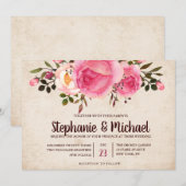 Rustieke Country Classy Floral Huwelijksuitnodigin Kaart (Voorkant / Achterkant)