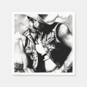 Rustieke Country Cowboy Cool Charcoal Tekening Servetten (Voorkant)