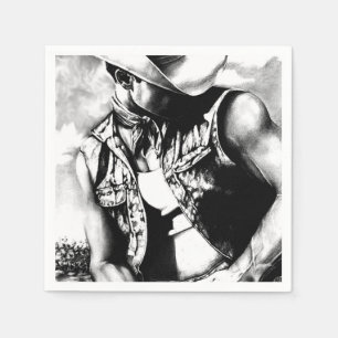 Rustieke Country Cowboy Cool Charcoal Tekening Servetten