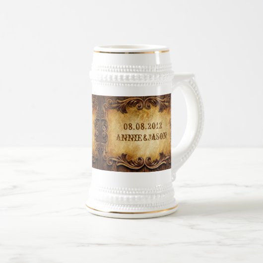 Rustieke Country Cowboy Westerne bruiloft Bierpul (Voorkant rechts)