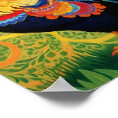 Rustieke Country Folk Rooster Chicken Poster (Hoek)