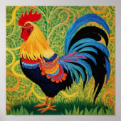 Rustieke Country Folk Rooster Chicken Poster (Voorkant)