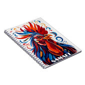 Rustieke Country Folk Rooster Chicken Rood Blauw N Notitieboek (Rechterzijde)