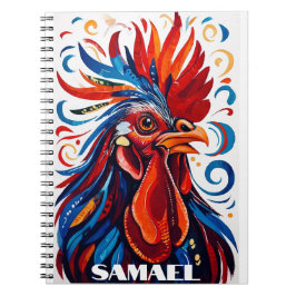 Rustieke Country Folk Rooster Chicken Rood Blauw N Notitieboek