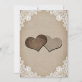 Rustieke Country Hessian Hearts Bloemen Kant Huwel Save The Date (Achterkant)