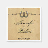 Rustieke Country Hoefijzers Barbed bruiloft servet (Voorkant)