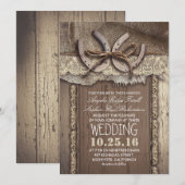 Rustieke Country Hoefijzers en Burlap Lace bruilof Kaart (Voorkant / Achterkant)