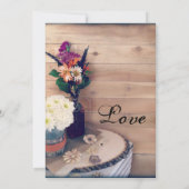 Rustieke Country Hout en Bloemen Huwelijksuitnodig Kaart (Achterkant)