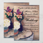 Rustieke Country Hout en Bloemen Huwelijksuitnodig Kaart (Voorkant / Achterkant)