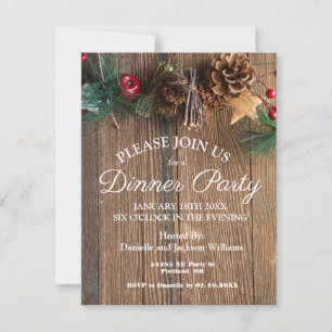 Rustieke Country Kerstdiner Party Kaart