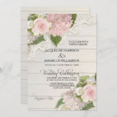 Rustieke Country Lace Wood op Roze Hydrangeas brui Kaart (Voorkant / Achterkant)