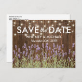 Rustieke Country Lavendel Lights Save the Date Aankondigingskaart (Voorkant / Achterkant)
