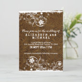 Rustieke Country leer en kant bruiloft Kaart (Staand voorkant)