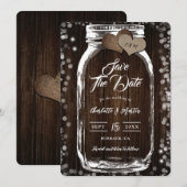 Rustieke Country Mason Jar Barn Wood Wedding Save The Date (Voorkant / Achterkant)