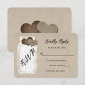 Rustieke Country Mason Jar Burlap bruiloft RSVP Kaartje (Voorkant / Achterkant)