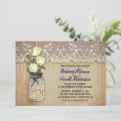 Rustieke Country Mason Jar Green Flowers Wedding Kaart (Staand voorkant)