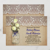 Rustieke Country Mason Jar Green Flowers Wedding Kaart (Voorkant / Achterkant)