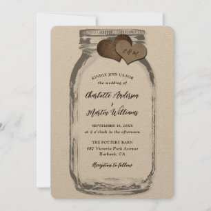 Rustieke Country Mason Jar Kraft Paper Wedding Kaart