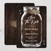 Rustieke Country Mason Jar Wood bruiloft Save The Date (Voorkant / Achterkant)